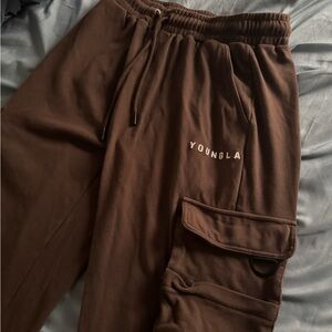 YoungLA Men's Brown Cargo Pants